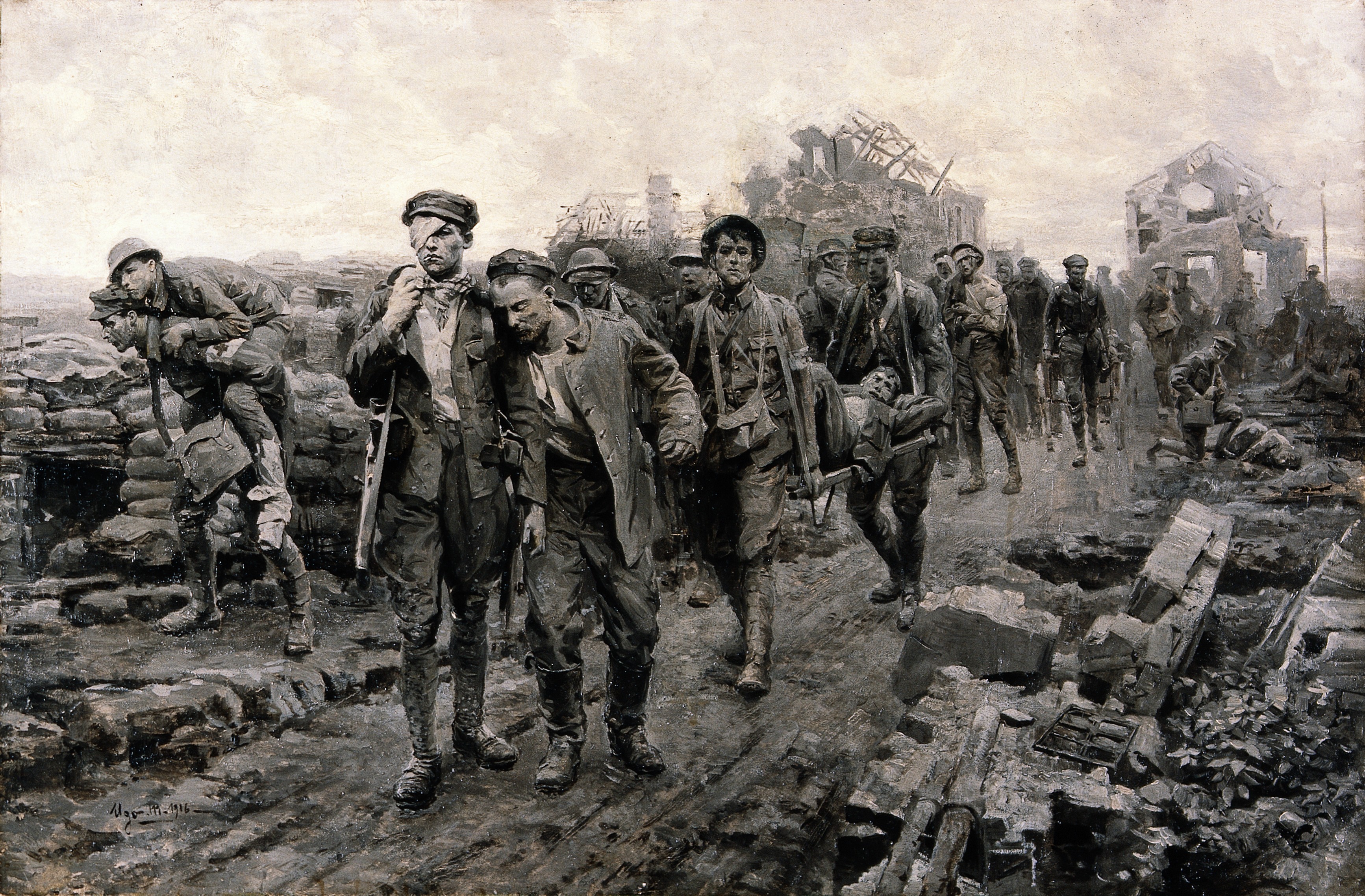 Transport Of The Wounded By Ugo Matania Wexford Great War Dead